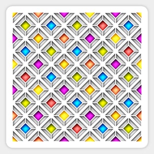 3d Geometric Pattern, Rhombic Motif Sticker